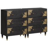Sideboard 2 pcs Black 60 x 33 x 75 cm Solid Mango Wood 3310157