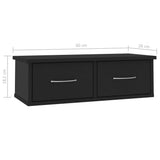 Wall-mounted Drawer Shelf Black 60x26x18.5 cm Engineered Wood 800586