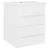 Sink Cabinet with Built-in Basin White Engineered Wood 3099032