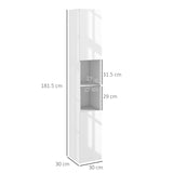 Freestanding Bathroom Cabinet, High Gloss Storage Cabinet with Doors and Adjustable Shelves, 30 30 T3398P343303