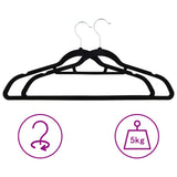 100 pcs Clothes Hanger Set Anti-slip Black Velvet 289922