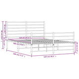 Metal Bed Frame without Mattress with Footboard White 120x190cm 352383