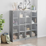 Bookcase with Doors Grey Sonoma 136x37x142 cm Engineered Wood 3206522