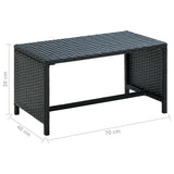 Coffee Table Black PE Rattan, powder-coated steel 70x40x38 cm 46392