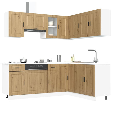 ZNTS 11 Piece Kitchen Cabinet Set Porto Artisan Oak Engineered Wood 3314970