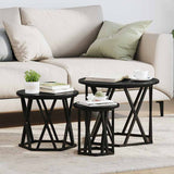 Nesting Side Table 3 pcs Black Oak Engineered Wood and Steel 868255