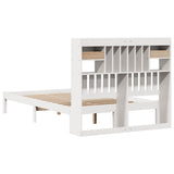 Bookcase Bed without Mattress White 135x190 cm Double Solid Wood Pine 3321617