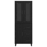 Highboard with Drawer 2 pcs Black Oak Engineered Wood and Glass 3416134