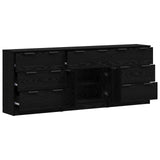 Sideboard 3 pcs Black Oak 181 x 30 x 70 cm Engineered Wood 3332521
