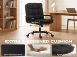 Double Padded Linen-Look Office Chair - Black T3398P550246
