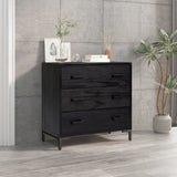 Chest of Drawers Black 75x35x70 cm Solid Pinewood 349926