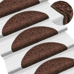 Stair Mats 15 pcs 56x17x3 cm Brown Half Round 133895
