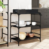 Kitchen Trolley Black 81.5x41x92.5 cm Engineered Wood 842341