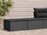 2 Piece Garden Sofa Set with Cushions Black Poly Rattan Acacia 3328658