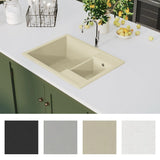 Kitchen Sink with Overflow Hole Double Basins Beige Granite 147087