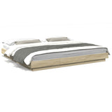 Bed Frame with LED Lights without Mattress Sonoma Oak 200x200cm 3281072