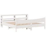 Bed Frame with Headboard White 180x200 cm Super King Solid Wood Pine 3306295