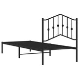 Metal Bed Frame without Mattress with Headboard Black 90x200cm 373782