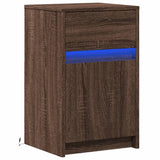 Bedside Cabinet with LED Lights Brown Oak Engineered Wood 852010
