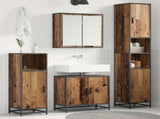 Bathroom Furniture Set with Door 3 pcs Old Wood Engineered Wood 3402515