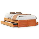 Bed Frame without Mattress with Drawers Wax Brown 120x200 cm Solid Wood Pine 3308809