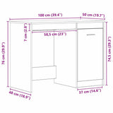 Desk with Storage Black Oak 100 x 50 x 76 cm Engineered Wood 862482