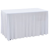 2 pcs Stretch Table Covers with Skirt 243x76x74 cm White 133586