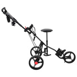 Golf Trolley with Seat Folding Black 95 x 69 x 114 cm Iron 42033588