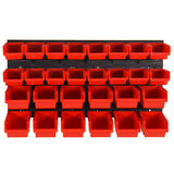 152203 30 Piece Workshop Shelf Set Red and Black 77x39cm Polypropylene