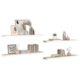 Floating Wall Shelves 4 pcs Oak and White 120x23.5x3.8 cm MDF 326587
