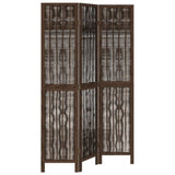 Room Divider 3 Panels Dark Brown Solid Wood Paulownia 358654