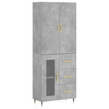 Highboard Concrete Grey 69.5x34x180 cm Engineered Wood 3195943