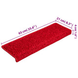 Stair Mats 15 pcs 65x21x4 cm Red Rectangular Edge 134582