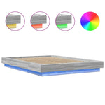 Bed Frame with LED Lights without Mattress Grey Sonoma 135x190cm 3281138