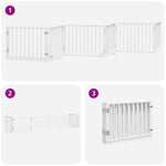 Dog Gate with Door Foldable 6 Panels White 480 cm Poplar Wood 3155561