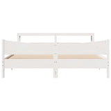 Bed Frame with Headboard White 200x200 cm Solid Wood Pine 3306292