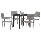 Garden Dining Set with Cushion 5 pcs Grey Poly Rattan 3380044