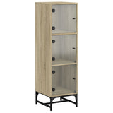 Highboard with Glass Doors Sonoma Oak 35x37x120 cm 836562