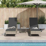 Sun Lounger 2-person 3 pcs Light Grey and Dark Grey Poly Rattan 365437