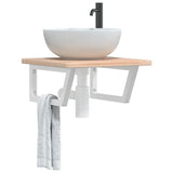 Basin Shelf Wall Mounted Steel and Solid Wood Oak 3302382