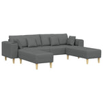 Fabric Sofa with Cushion 3 pcs Dark Grey 208 cm Fabric 3335163