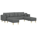 Fabric Sofa with Cushion 3 pcs Dark Grey 208 cm Fabric 3335163