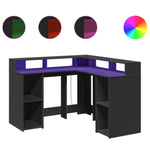 Desk with LED Lights Black 130x130x91 cm Engineered Wood 3309448