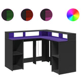Desk with LED Lights Black 130x130x91 cm Engineered Wood 3309448