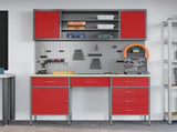 Work Cabinet with Drawer 8 pcs Red Engineered Wood and Steel 3321467