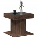 Coffee Table with LED Brown Oak 50x50x45 cm Engineered Wood 847566
