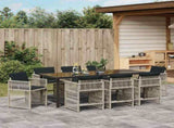 Garden Dining Set 9 pcs Light Grey Poly Rattan 3380792