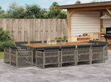 13 Piece Garden Dining Set with Cushions Grey Poly Rattan 3210866