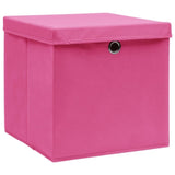 Storage Box Set of 10 Pink Non-woven fabric 28x28x28 cm 325206
