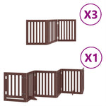 Dog Gate with Door Foldable 15 Panels Brown 750 cm Poplar Wood 3155661